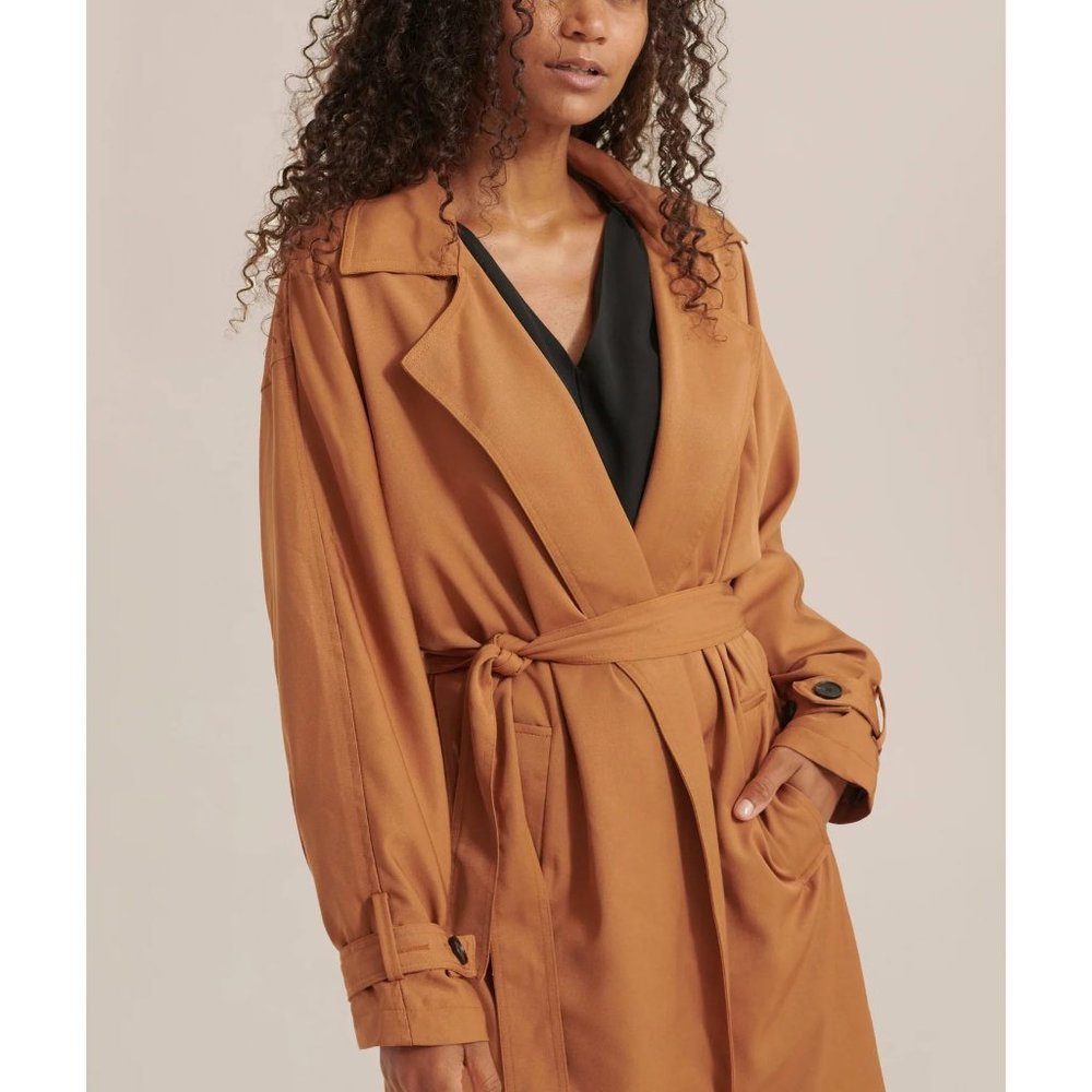 Modern Citizen Womens Cinnamon Brenna Tie-Front Trench Coat S/M - Picture 8 of 10